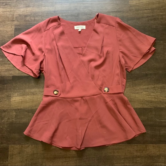 Monteau Tops - [Monteau] Mauve Peplum Blouse